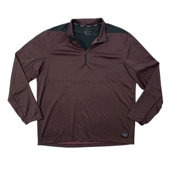 Nike Golf Sweatshirt Mens L Large Black Burgundy Dri Fit Tour Specs Pullover - Picture 1 of 13